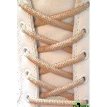 Beige Oval Shoe Laces 7mm - Cotton Laces for Sports Shoes